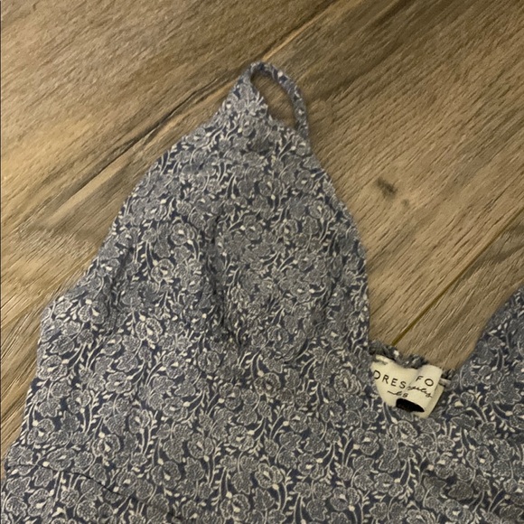 Blue Floral V-Cut Midi Dress - Picture 1 of 4